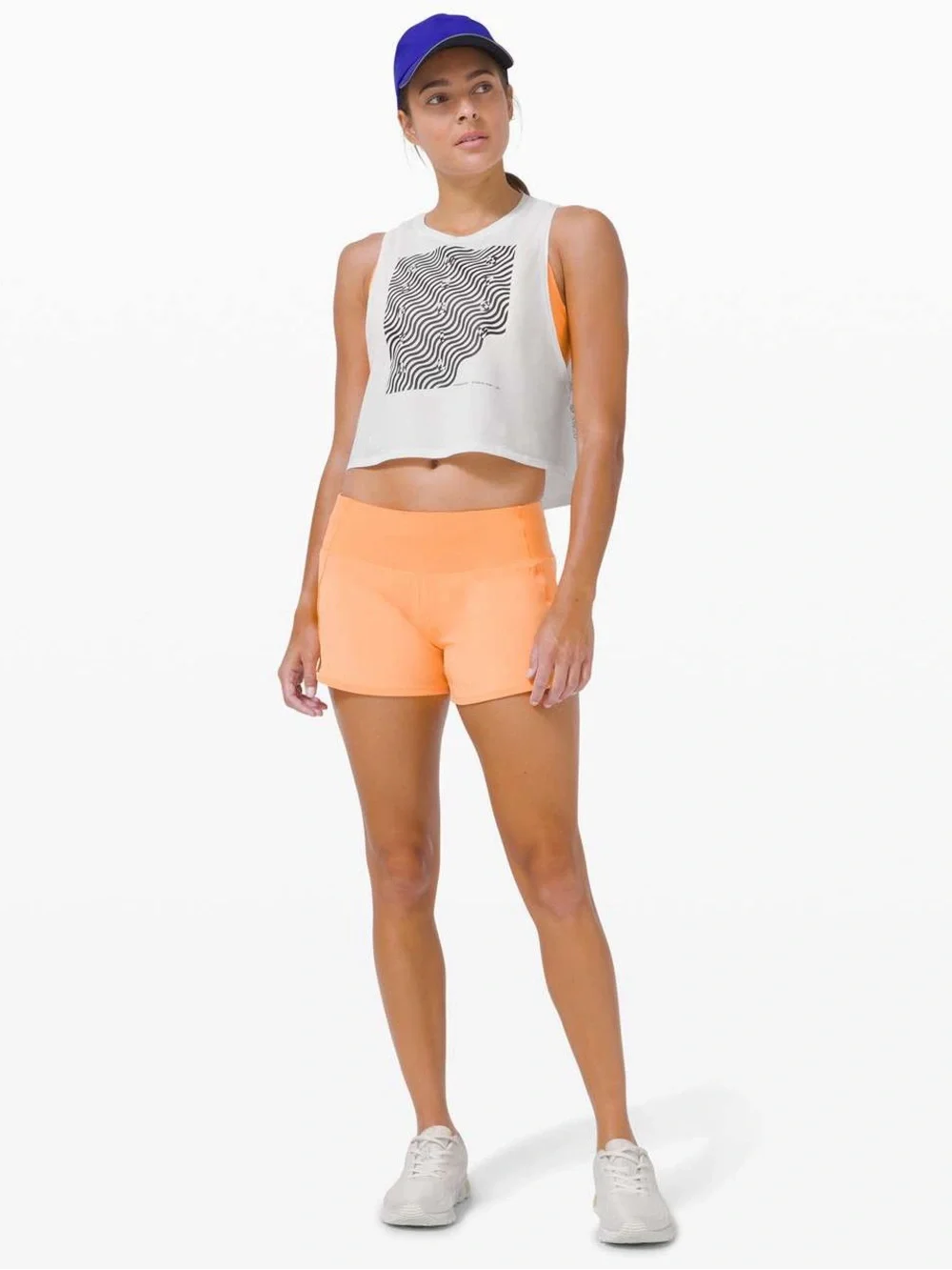 055. Lululemon Cut Back Crop Tank *SeaWheeze White limited edition PTP 14”